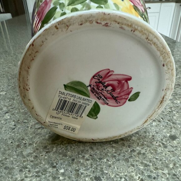 English Garden discontinued RARE 12 in. FLOWER VASE Tabletops Unlimited - Picture 2 of 4